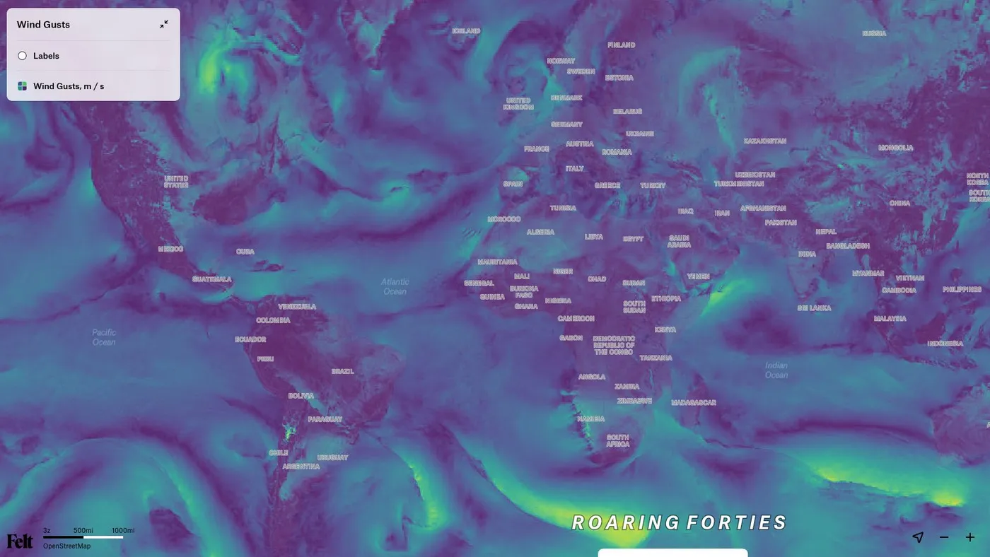 Felt Map: a still of the map