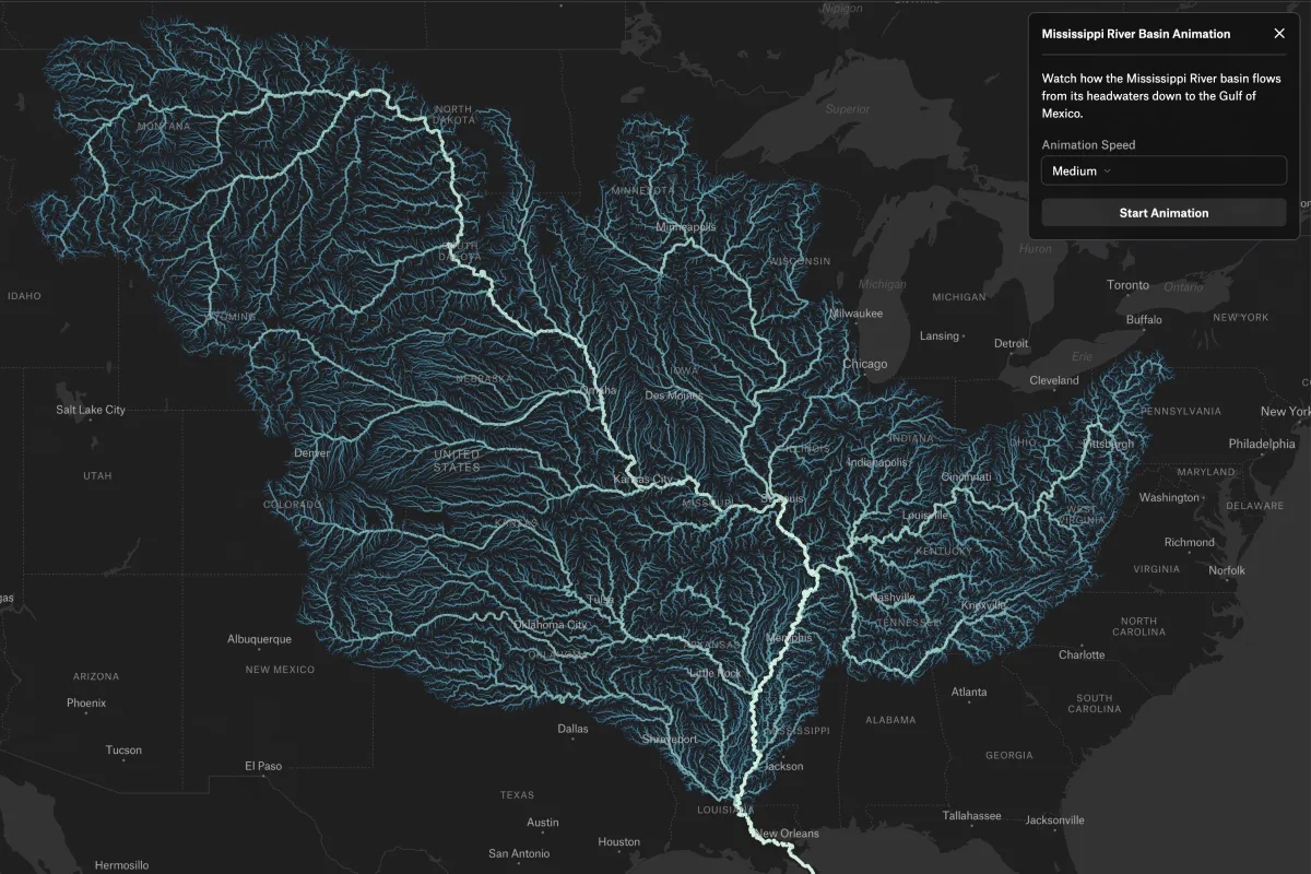 Preview of Mississippi Basin Animation, an interactive Felt map