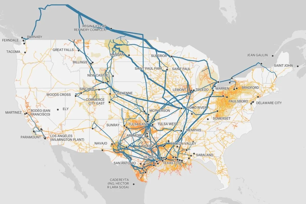 Preview of U.S. Oil & Gas Pipelines, an interactive Felt map