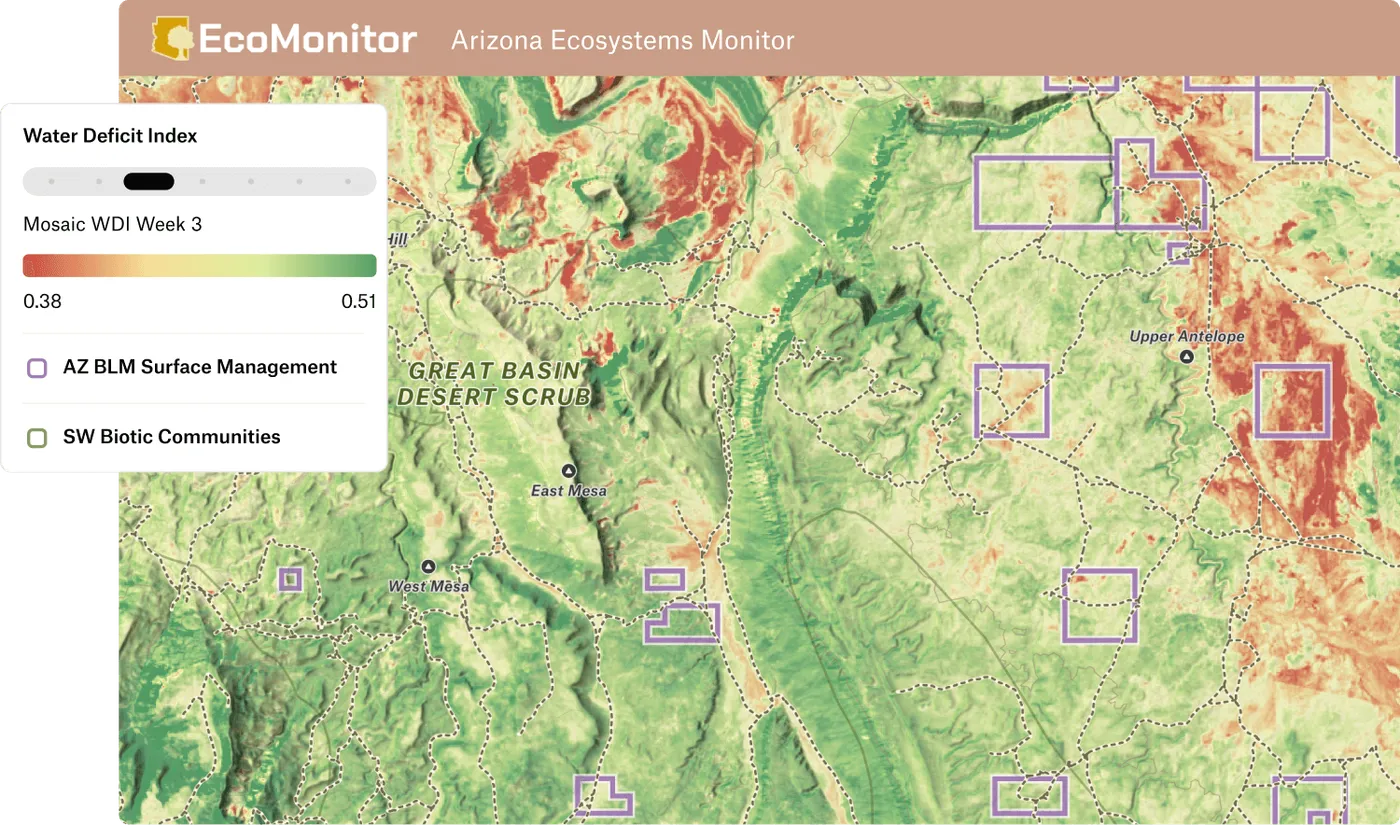 Northern Arizona University's EcoMonitor streams terabytes of real-time raster data into the hands of the Department of Forestry and Fire Management to take action.