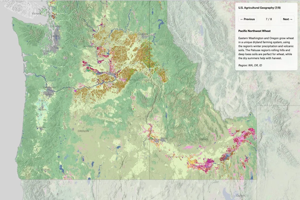 Preview of CropScape Story Map, an interactive Felt map