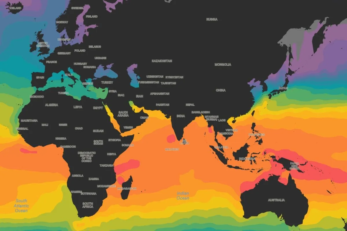 Preview of Sea Surface Temperatures, an interactive Felt map