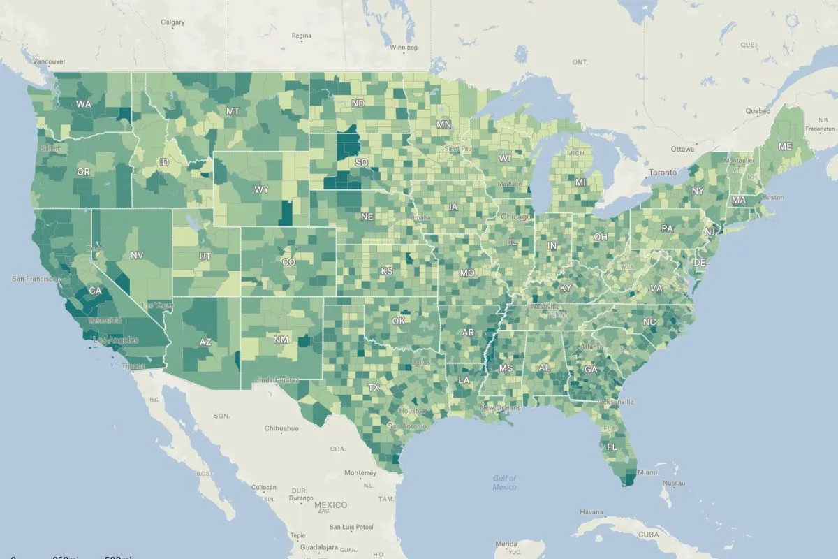 Preview of Percent Occupied Housing Units, an interactive Felt map