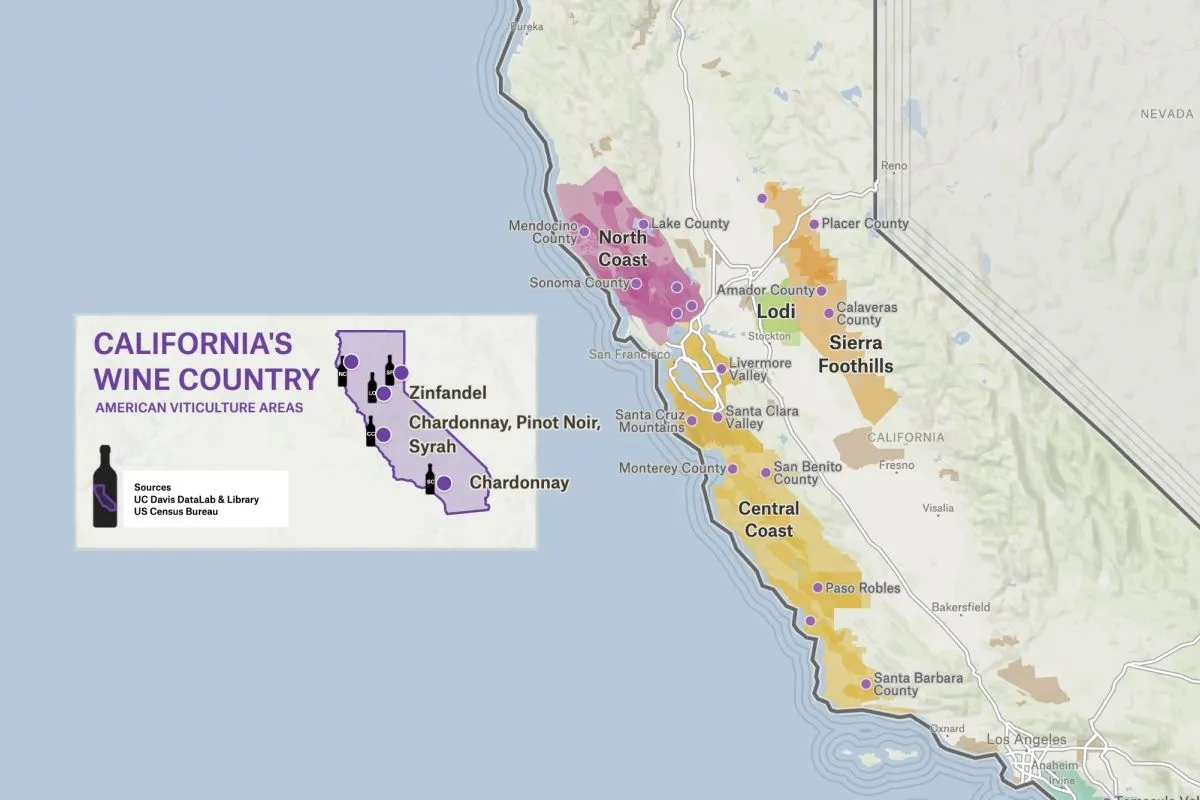 Preview of California Wine Regions, an interactive Felt map