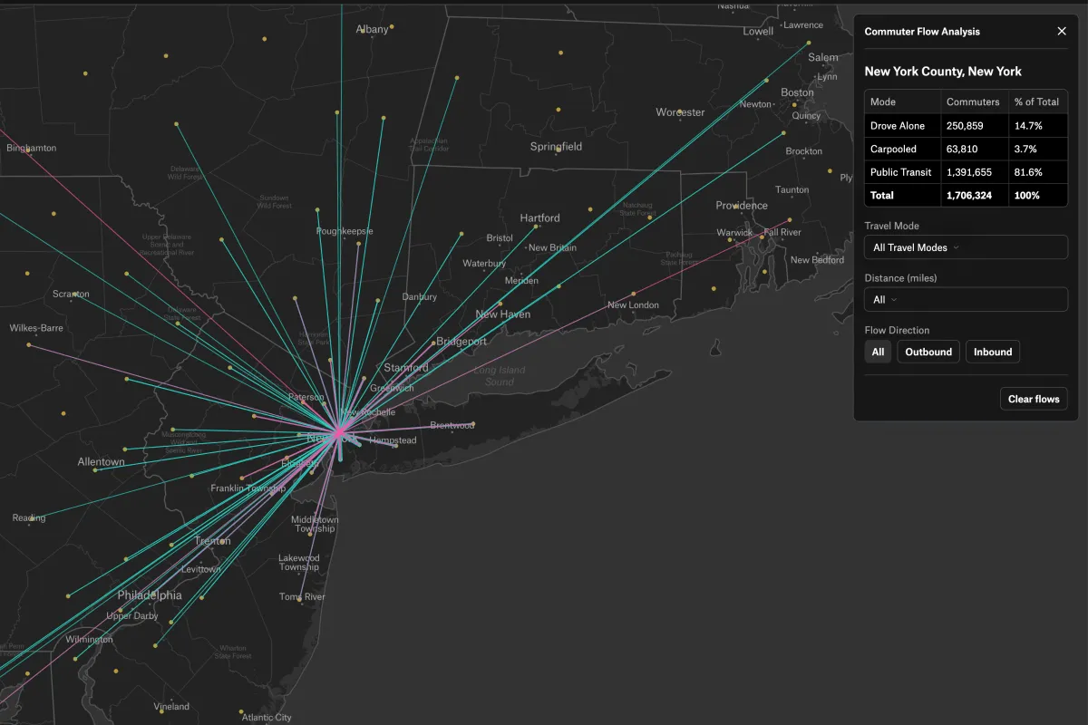 Preview of Commuter Flow Explorer, an interactive Felt map