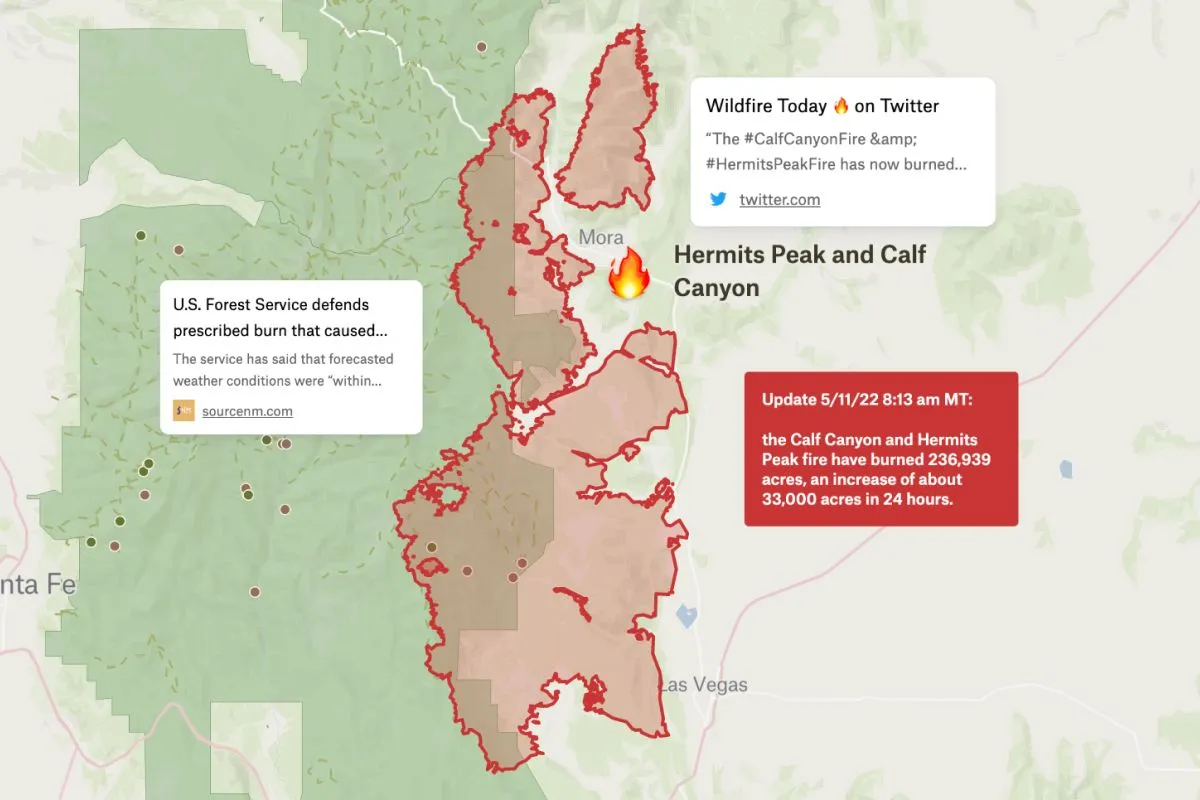 Preview of Hermits Peak & Calf Canyon Fires, an interactive Felt map